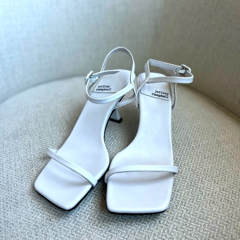 Jeffrey Campbell white square toe heels